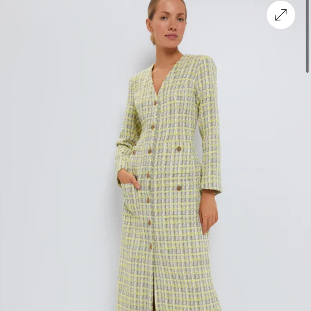 Tuckernuck Green Sheath Maxi Dress V-Neck Long Sleeve
